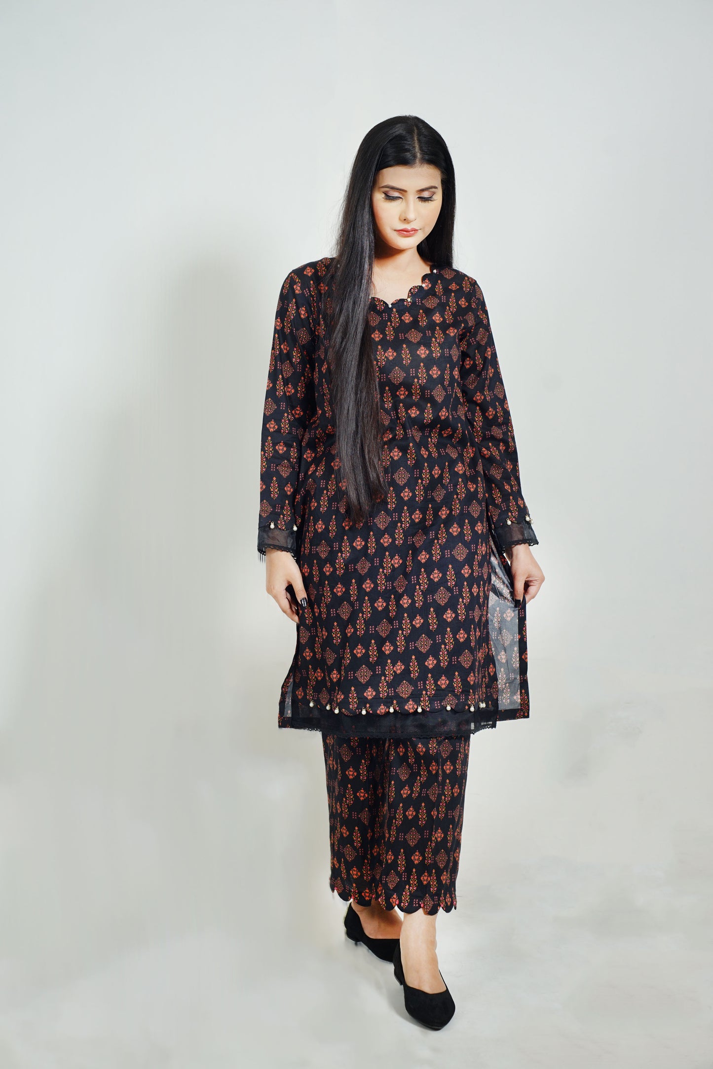 2 piece printed dress(stitched)