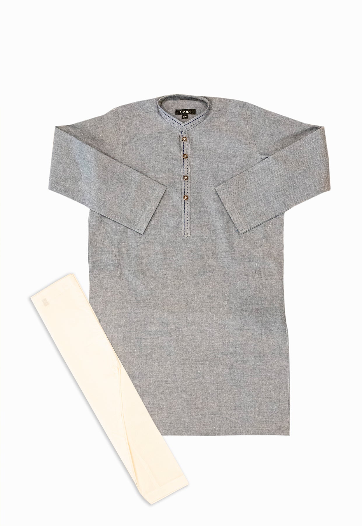 IMPORTED COTTON EMBROIDERED KAMEEZ WITH OFFWHITE SHALWAR