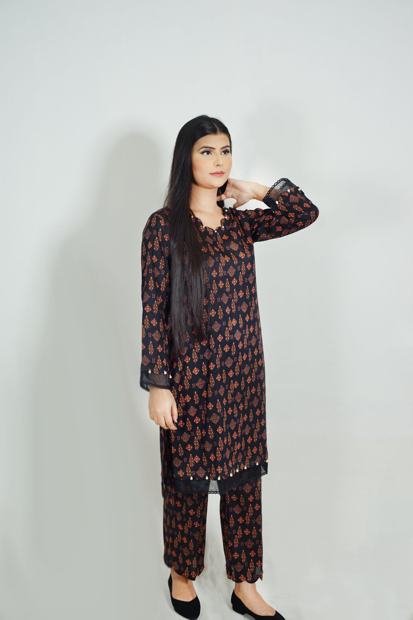 2 piece printed dress(stitched)