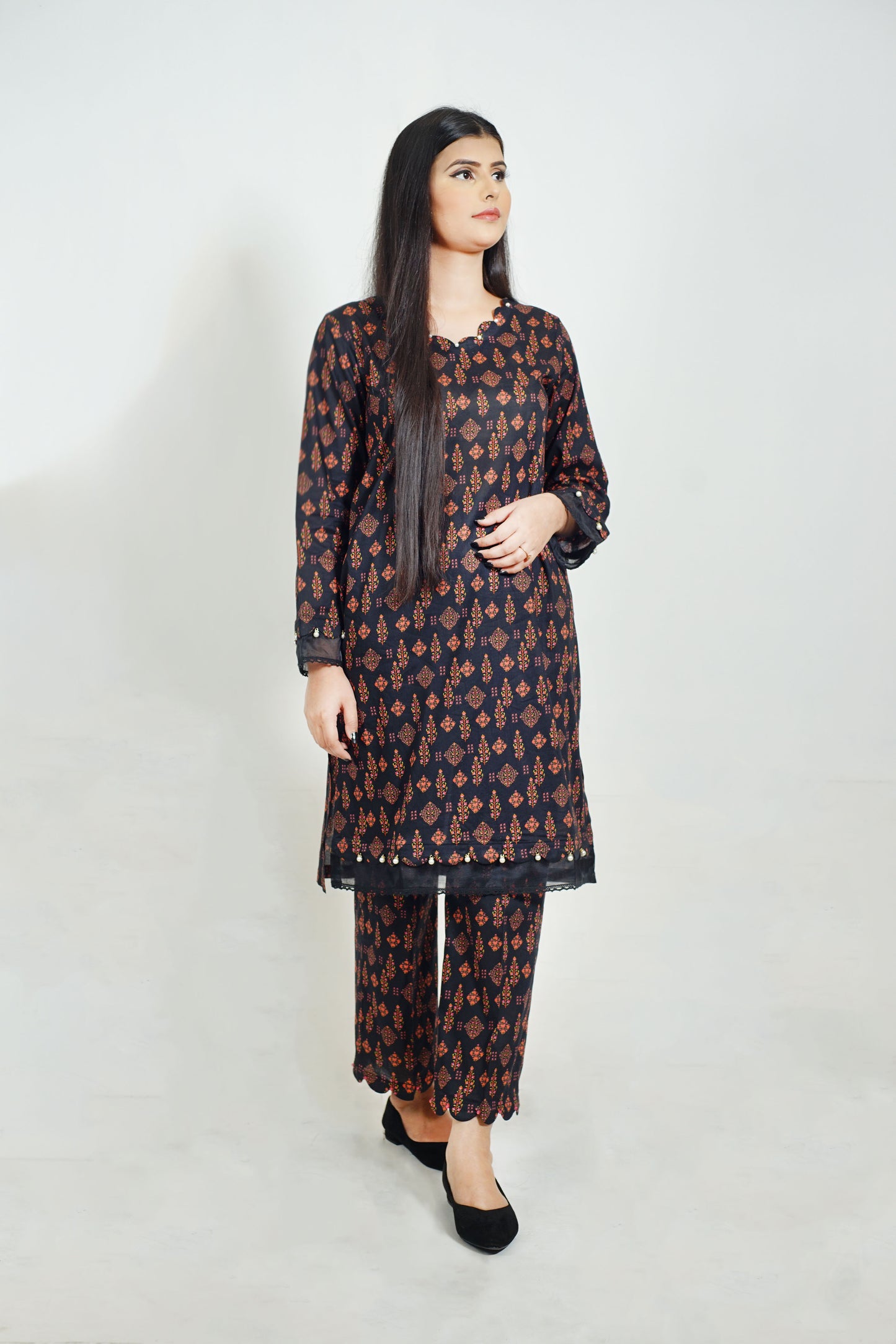 2 piece printed dress(stitched)