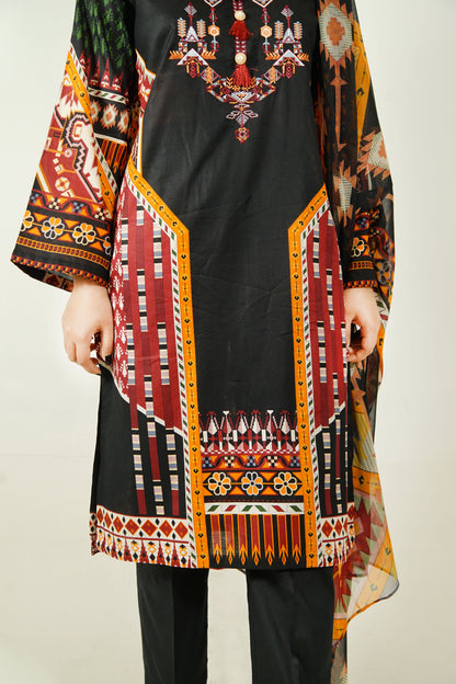 3 piece printed dress(stitched)