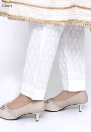 (READY TO WEAR) WHITE PRINTED TROUSER