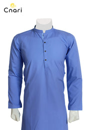 Blue Kurta with matched contrast