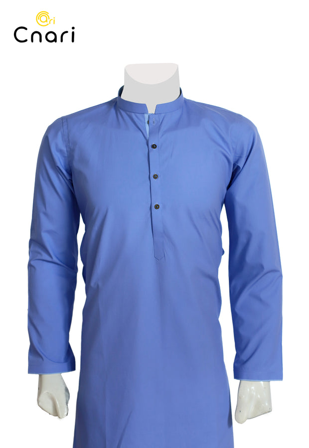 Blue Kurta with matched contrast