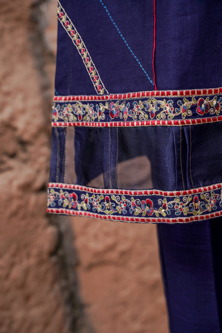 2 piece embroidered dress(stitched)
