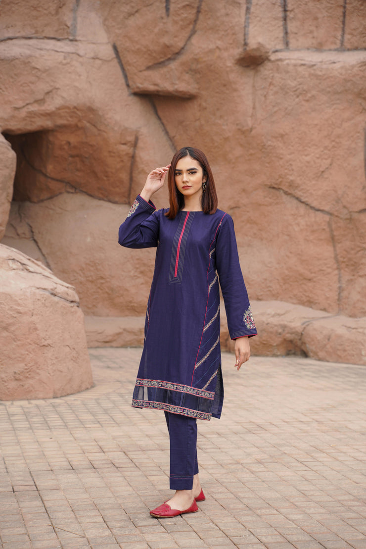 2 piece embroidered dress(stitched)