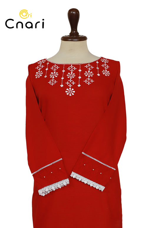 Embroided Khaddar (Red 2-Piece)