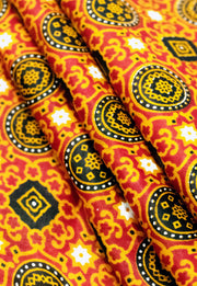 UNSTITCHED ROTARY PRINT WITH AJRAK DESIGN ON COTTON FABRIC